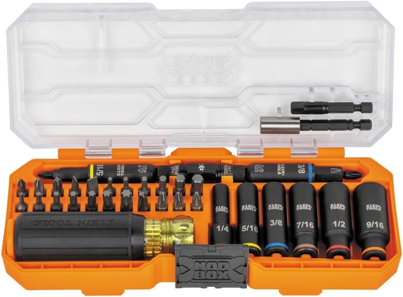 Klein Tools مجموعة مفكات ومفاتيح 32502HD KNECT المعتمدة للصدمات مع صندوق MODbox، 41 قطعة، 26 رأس، 6 مفاتيح عميقة، ملحقات ومقبض - Image 1